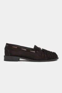 Nisantasi Shoes Dery Brown Suede GENUINE Leather Tassel Detailed Flat Sole Women Loafer Shoes