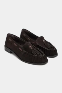 Nisantasi Shoes Dery Brown Suede GENUINE Leather Tassel Detailed Flat Sole Women Loafer Shoes - Image 5