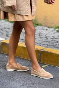 Nisantasi Shoes Vayne Nude GENUINE Leather Flat Sole Women Flats - Image 4
