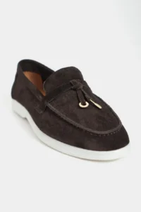 Nisantasi Shoes Warner DARK COFFEE GENUINE Leather Tassel Detailed  Flat Sole Women Flats - Image 3