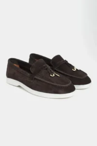 Nisantasi Shoes Warner DARK COFFEE GENUINE Leather Tassel Detailed  Flat Sole Women Flats - Image 5