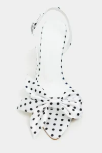 Nisantasi Shoes Lorea WHITE Satin Puantiye Patterned Fiyonk Detailed Women Heels Shoes - Image 4