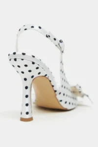 Nisantasi Shoes Lorea WHITE Satin Puantiye Patterned Fiyonk Detailed Women Heels Shoes - Image 5