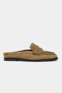 Nisantasi Shoes Debra ROME BEIGE Suede Leather Flat Sole Women Loafer Slippers