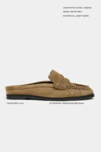 Nisantasi Shoes Debra ROME BEIGE Suede Leather Flat Sole Women Loafer Slippers - Image 3