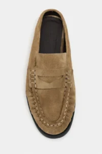 Nisantasi Shoes Debra ROME BEIGE Suede Leather Flat Sole Women Loafer Slippers - Image 4