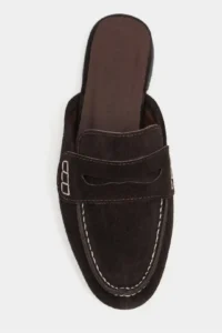 Nisantasi Shoes Harvey DARK COFFEE GENUINE Drink-Dış Leather Suede Flat Sole Women Loafer Slippers - Image 4