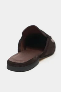 Nisantasi Shoes Harvey DARK COFFEE GENUINE Drink-Dış Leather Suede Flat Sole Women Loafer Slippers - Image 5