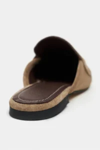 Nisantasi Shoes Harvey ROME BEIGE GENUINE Drink-Dış Leather Suede Flat Sole Women Loafer Slippers - Image 5