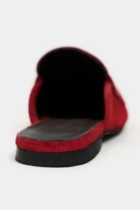 Nisantasi Shoes Harvey Red GENUINE Drink-Dış Leather Suede Flat Sole Women Loafer Slippers - Image 5
