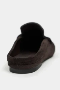 Nisantasi Shoes Loba DARK Brown Suede Leather Flat Sole Women Loafer Slippers - Image 4