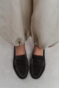 Nisantasi Shoes Loba DARK Brown Suede Leather Flat Sole Women Loafer Slippers - Image 7