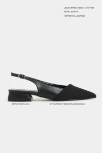 Nisantasi Shoes VIKTOR Black MATTE Front Black Satin Ankle Belt Detailed Pointed toe Short Heels Women Flats - Image 2