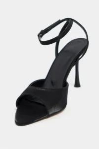 Nisantasi Shoes TANIA Black Satin Bilek Belt Detailed Women Thin Heels Shoes - Image 3