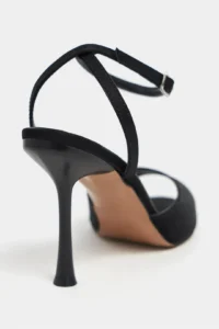 Nisantasi Shoes TANIA Black Satin Bilek Belt Detailed Women Thin Heels Shoes - Image 4