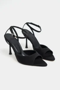 Nisantasi Shoes TANIA Black Satin Bilek Belt Detailed Women Thin Heels Shoes - Image 5