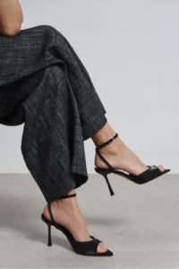Nisantasi Shoes TANIA Black Satin Bilek Belt Detailed Women Thin Heels Shoes - Image 6
