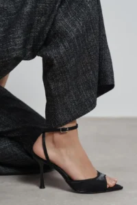 Nisantasi Shoes TANIA Black Satin Bilek Belt Detailed Women Thin Heels Shoes - Image 7