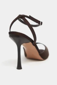 Nisantasi Shoes TANIA Brown Satin Bilek Belt Detailed Women Thin Heels Shoes - Image 4