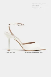 Nisantasi Shoes TANIA Pearl Satin Bilek Belt Detailed Women Thin Heels Shoes - Image 2