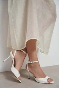 Nisantasi Shoes TANIA Pearl Satin Bilek Belt Detailed Women Thin Heels Shoes - Image 8