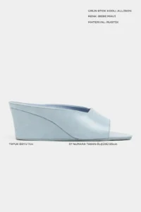 Nisantasi Shoes Allison Bebe Blue RUSTIC Patterned Wedge Heels Women Slippers - Image 3