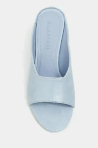 Nisantasi Shoes Allison Bebe Blue RUSTIC Patterned Wedge Heels Women Slippers - Image 4
