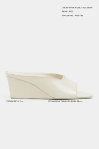 Nisantasi Shoes Allison BEIGE RUSTIC Patterned Wedge Heels Women Slippers - Image 2
