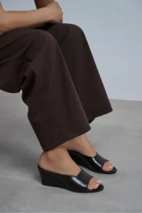 Nisantasi Shoes Allison Brown RUSTIC Patterned Wedge Heels Women Slippers - Image 7