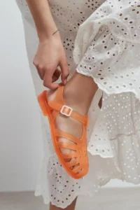 Nisantasi Shoes  Transparent Orange Belt Detailed Women Sandals - Image 7