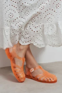 Nisantasi Shoes  Transparent Orange Belt Detailed Women Sandals - Image 8