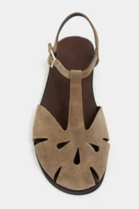 Nisantasi Shoes Harpy ROME BEIGE Suede Leather Hair Clip Detailed Flat Sole Women Sandals - Image 4