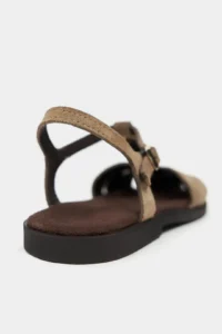 Nisantasi Shoes Harpy ROME BEIGE Suede Leather Hair Clip Detailed Flat Sole Women Sandals - Image 5