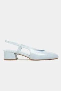 Nisantasi Shoes Harmony Bebe Blue RUSTIC Patterned Blunt Toe Belt Detailed Short Heels Women Flats