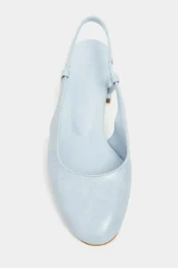 Nisantasi Shoes Harmony Bebe Blue RUSTIC Patterned Blunt Toe Belt Detailed Short Heels Women Flats - Image 3