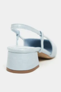 Nisantasi Shoes Harmony Bebe Blue RUSTIC Patterned Blunt Toe Belt Detailed Short Heels Women Flats - Image 4