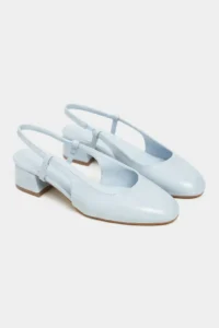 Nisantasi Shoes Harmony Bebe Blue RUSTIC Patterned Blunt Toe Belt Detailed Short Heels Women Flats - Image 5