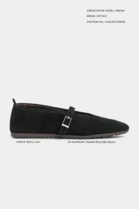 Nisantasi Shoes Mera Black Suede Hair Clip Detailed GENUINE Leather Hair Clip Detailed Flat Sole Women Flats - Image 2