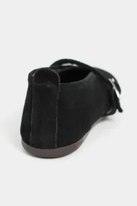 Nisantasi Shoes Mera Black Suede Hair Clip Detailed GENUINE Leather Hair Clip Detailed Flat Sole Women Flats - Image 4