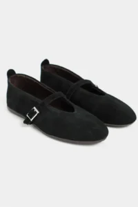 Nisantasi Shoes Mera Black Suede Hair Clip Detailed GENUINE Leather Hair Clip Detailed Flat Sole Women Flats - Image 5