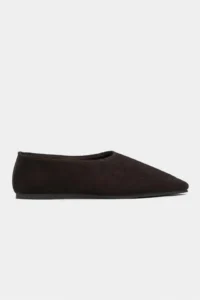 Nisantasi Shoes Binney DARK Brown Suede Leather Flat Sole Women Flats