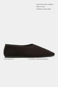 Nisantasi Shoes Binney DARK Brown Suede Leather Flat Sole Women Flats - Image 2