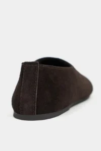 Nisantasi Shoes Binney DARK Brown Suede Leather Flat Sole Women Flats - Image 4