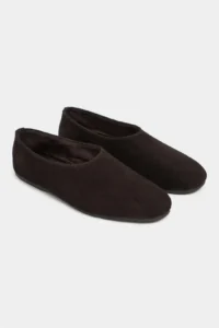 Nisantasi Shoes Binney DARK Brown Suede Leather Flat Sole Women Flats - Image 5