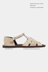 Nisantasi Shoes Solto Beige GENUINE Leather Hair Clip Detailed Flat Sole Women Sandals - Image 2