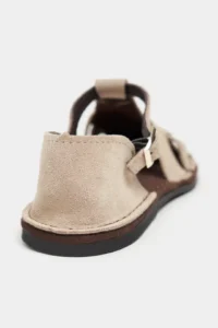 Nisantasi Shoes Solto Beige GENUINE Leather Hair Clip Detailed Flat Sole Women Sandals - Image 4
