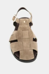 Nisantasi Shoes BIRD ROME BEIGE SUEDE GENUINE Leather Hair Clip Detailed Flat Sole Women Sandals - Image 3
