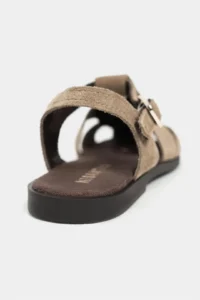 Nisantasi Shoes BIRD ROME BEIGE SUEDE GENUINE Leather Hair Clip Detailed Flat Sole Women Sandals - Image 4
