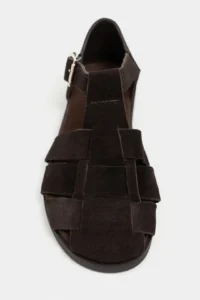 Nisantasi Shoes Marcel Brown Suede Leather Hair Clip Detailed Flat Sole Women Sandals - Image 3