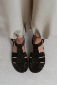 Nisantasi Shoes Marcel Brown Suede Leather Hair Clip Detailed Flat Sole Women Sandals - Image 6